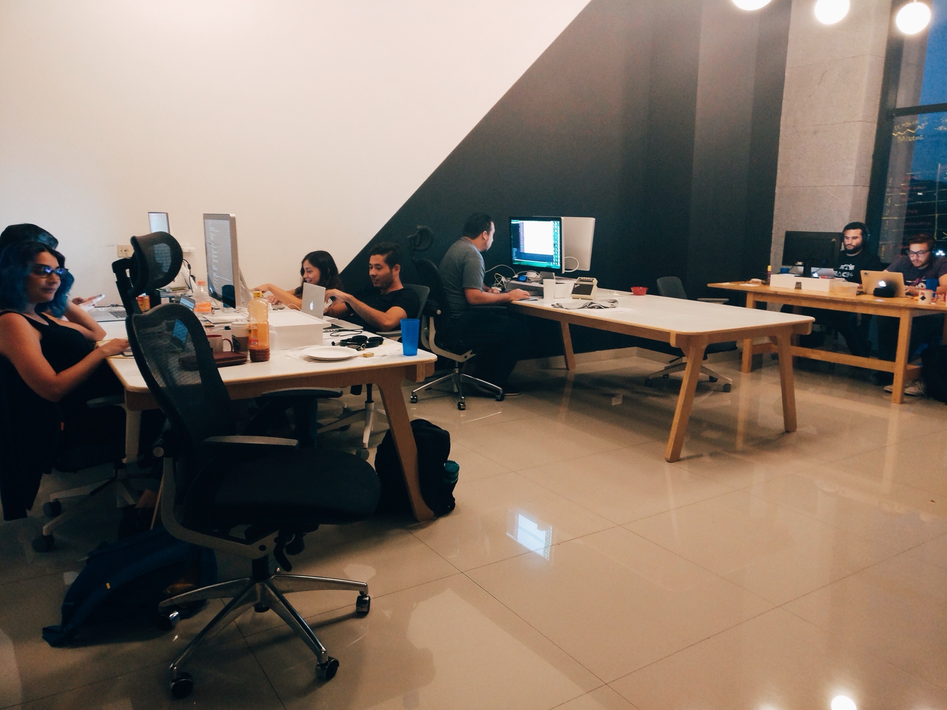 Icalia Labs engineers working late at the Monterrey office